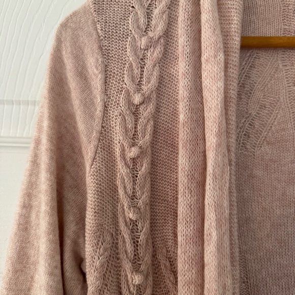 Anthropologie - Knitted & Knotted Cashmere Blend Light Pink Cardigan Sweater - Picture 6 of 12